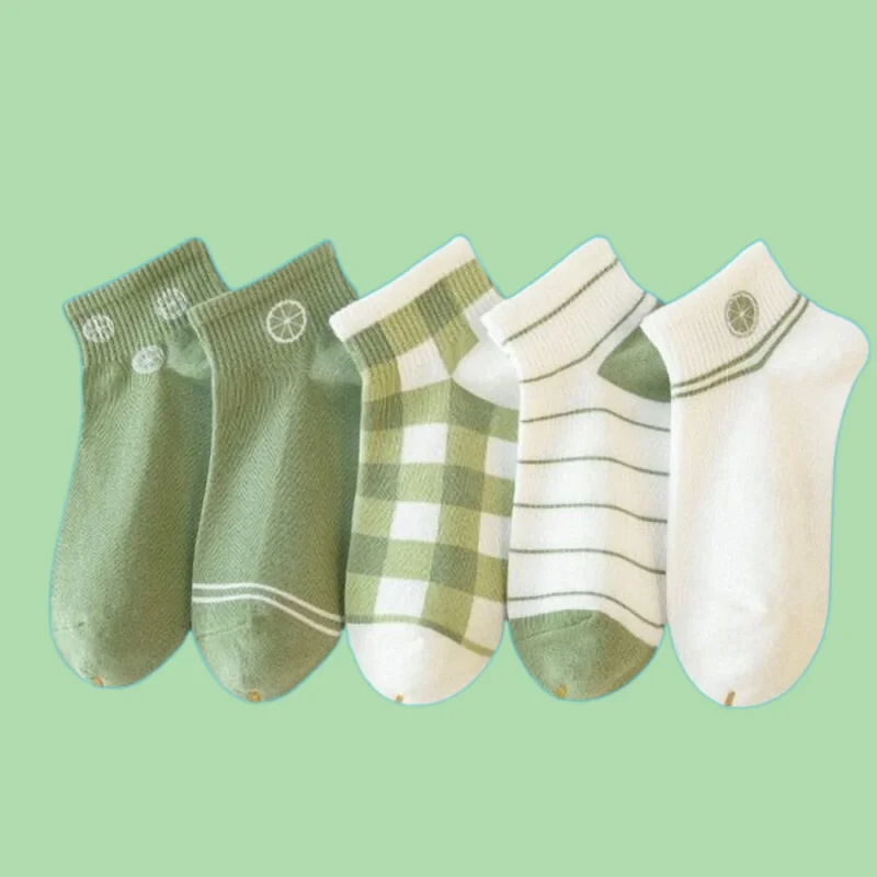 5/10 Pairs New High Quality Low-top Shallow Mouth Student Sweat-absorbent Thin Fresh Socks Summer Women's Casual Socks