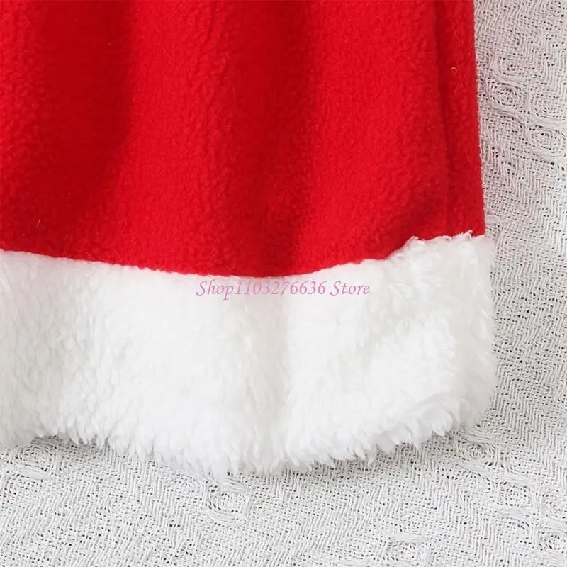 R6FD Baby Christmas Long Sleeve Dress and Hat for Festival Christmas Santa Theme Costume Holiday Celebrating Seasonal Outfit