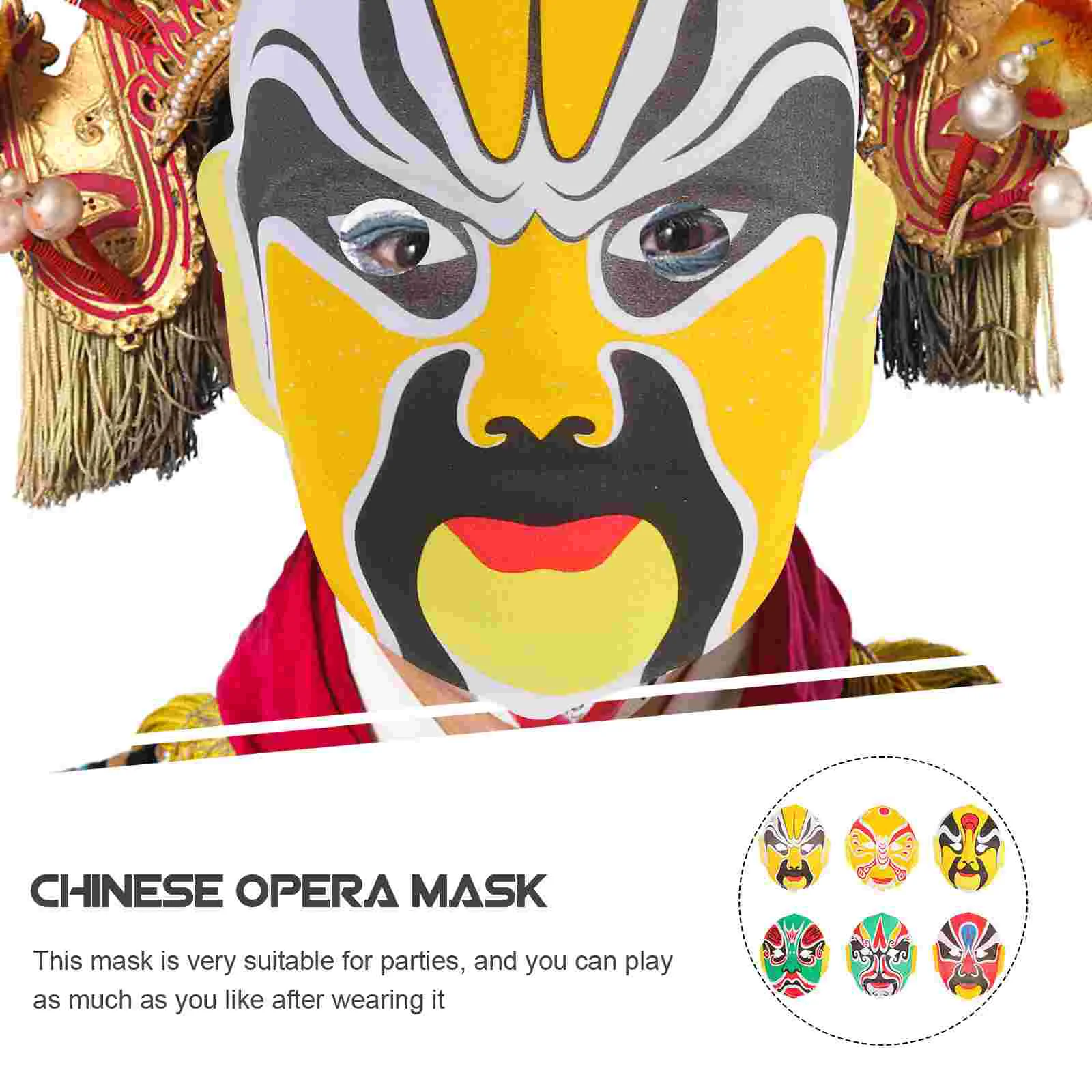 6 Pcs Mask Japanese Decor Wear-resistant Cosplay Opera Chinese Vintage Decorative Portable Plastic Accessory