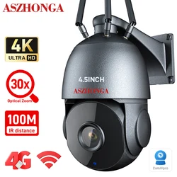 8MP Security IP Camera 4G Sim Card 4.7-94mm 30X Zoom AI Auto Tracking POE WIFI Surveillance Camera Security Protection IR 100M