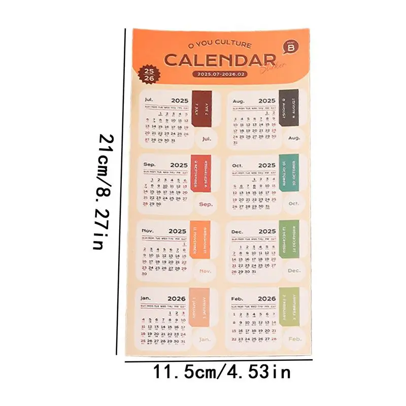 2025 Calendar Index Tab Stickers Waterproof Monthly Calendar Stickers Clear Printing Weekly Planner Label for Project Planning