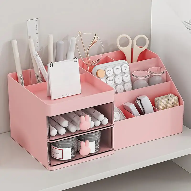 Stationary Organizer Multiple Compartment Desktop Organiser Makeup Organizer Drawers Desktop Stationery Storage Box Desk