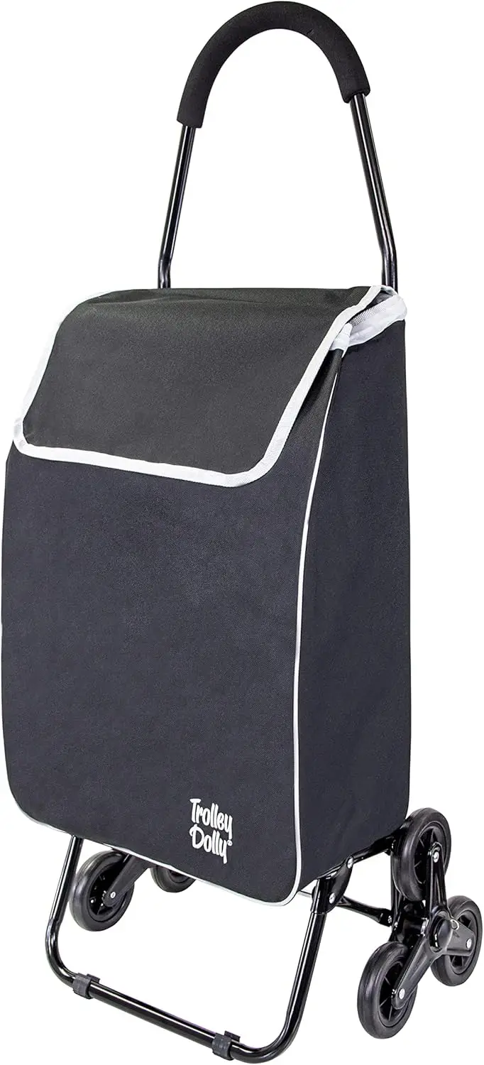 折りたたみ式食料品カート、階段昇降ホイール付き、取り外し可能なバッグとハンドトラック機能付き - 多用途ローリングトロリー（ブラック）
