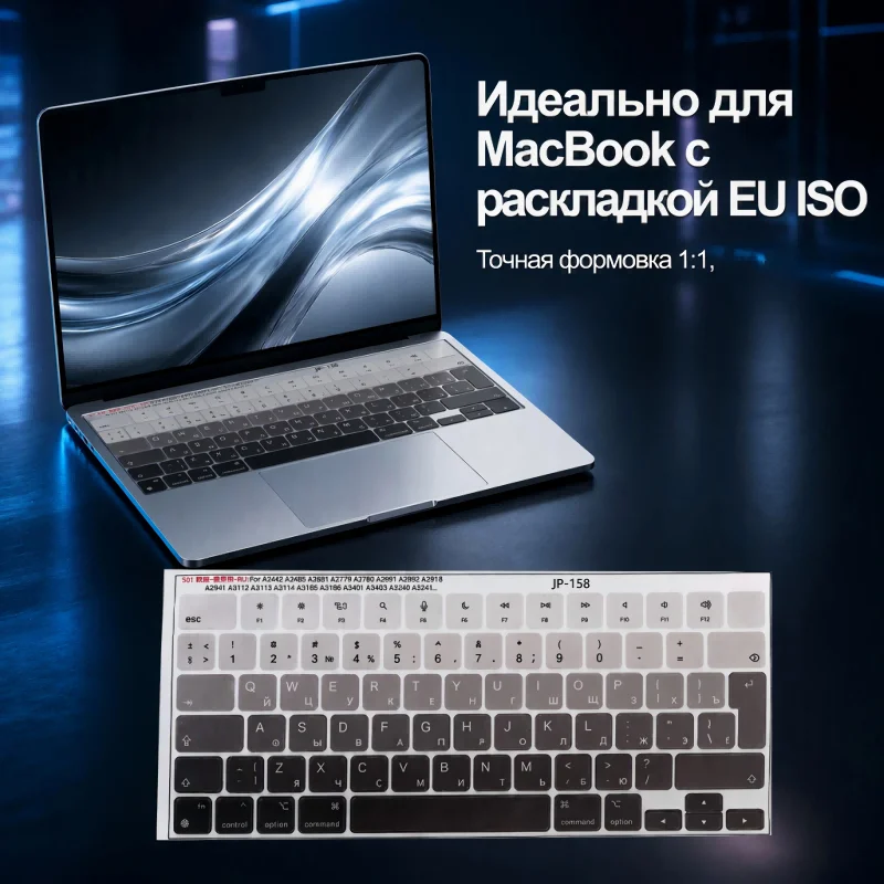 RU Russische ISO-Layout Tastatur-Aufkleber, Wasserdichte Abnehmbare Tastatur-Aufkleber für Apple MacBook Air Pro Alle Serien