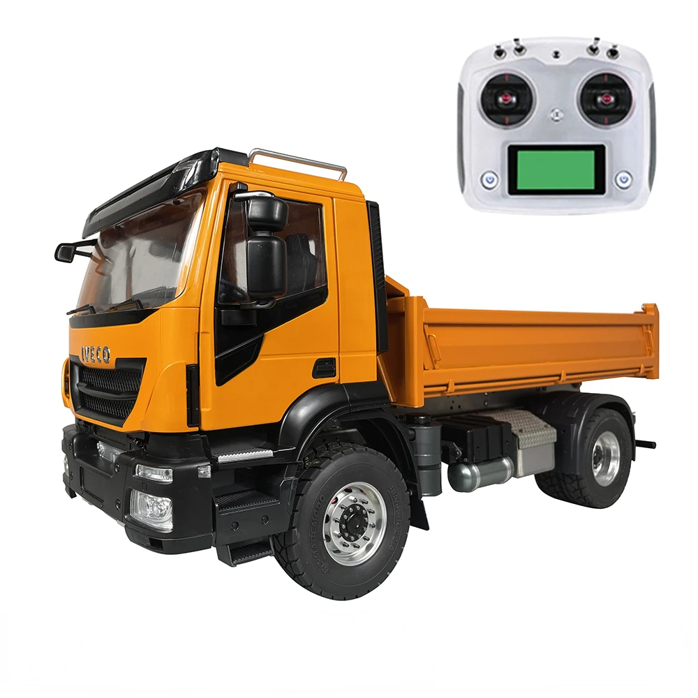 1/14 RC Hydraulic Dump Truck 4X2 Metal Full Drive High Torque Dump Truck Model with Light Sound System RC Truck Toy