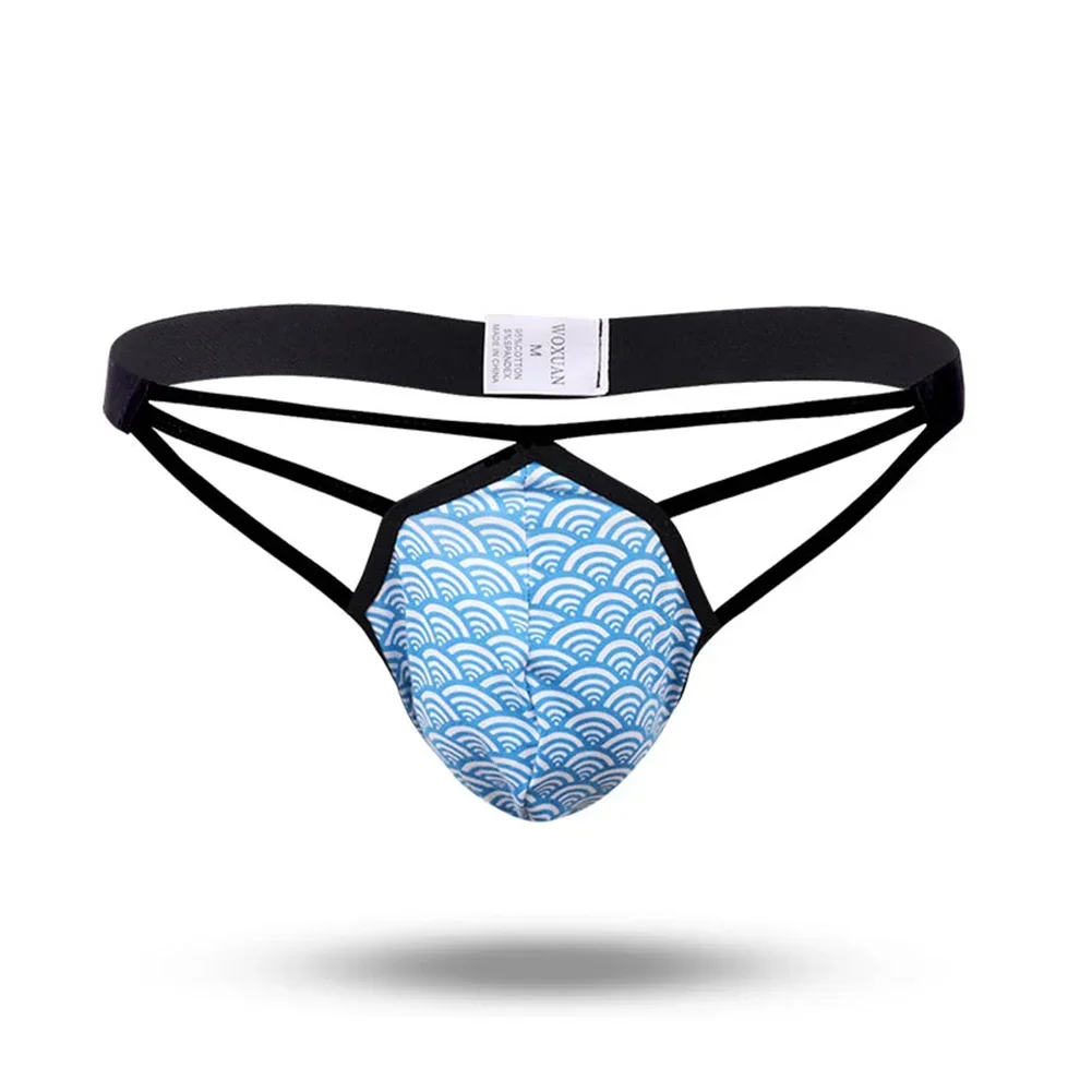 Men Cotton Underwear Low Waist G-String Thongs U Convex Pouch T-back Panties
