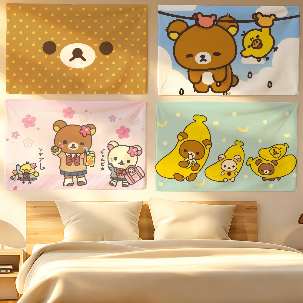Cartoon cute R-Rilakkuma flag For Living Room Home Dorm Decor Wall Outdoor Camping Party Banner Gifts