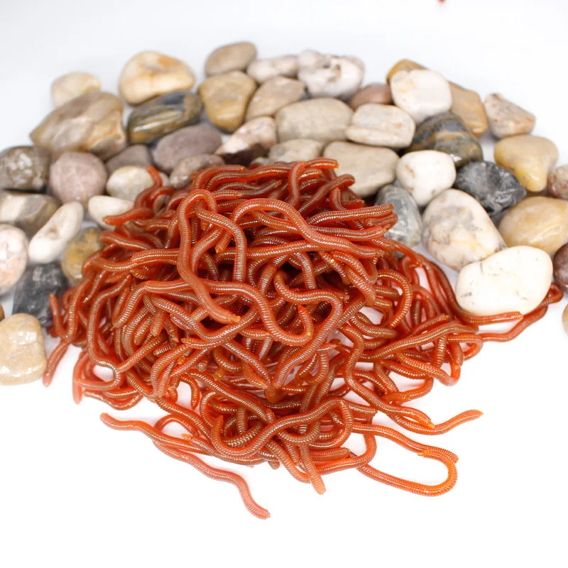 

20/50Pcs Red Soft Bait Earthworms 3.5-10cm Realistic Soft Bait for Carp Crucian Carp and Grass Carp Artificial Baits