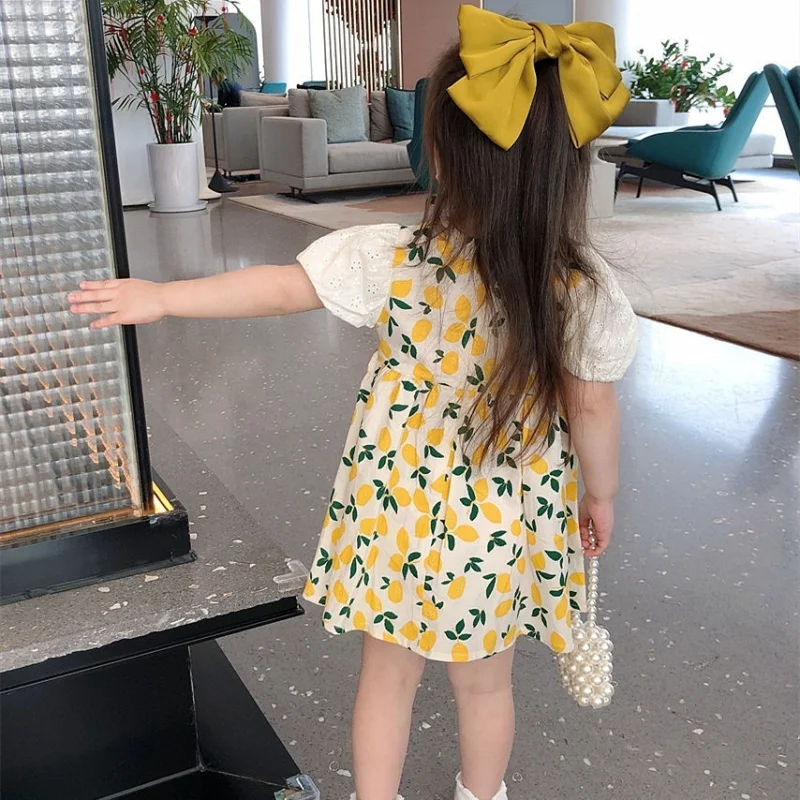 Baby girl floral fresh lemon pastoral style cute dress summer wear fashion skirt