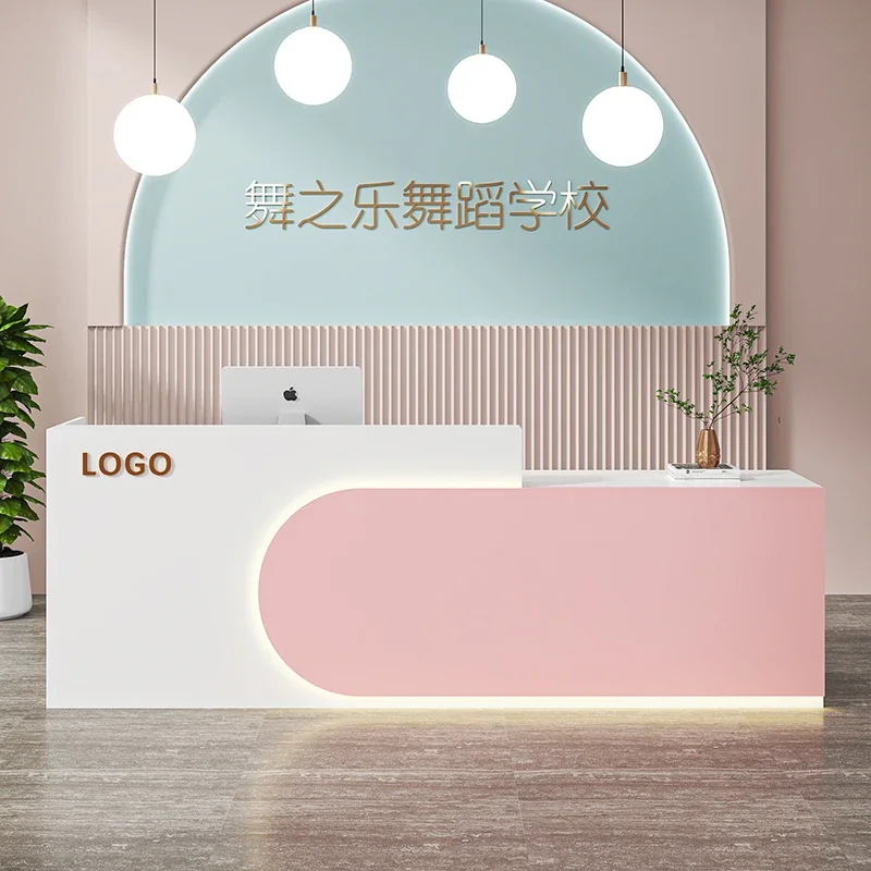 

Orange Decor Reception Desks Luxury Modern Wood Long Classic Reception Desk White Beauty Bancone Per Negozio Office Furniture