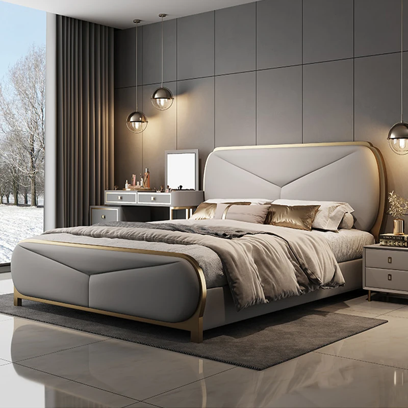 

Kunden spezifische hochwertige King Double Size Polster bett Home Schlafzimmer möbel Weiches Holzbett