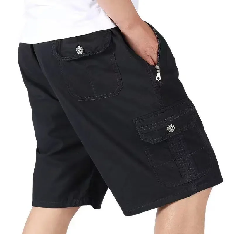

Pure Cotton Shorts Summer Thin Straight-leg Loose Casual Men's Pants Middle-aged Elderly High-waisted Deep-crotch Daddy Pants