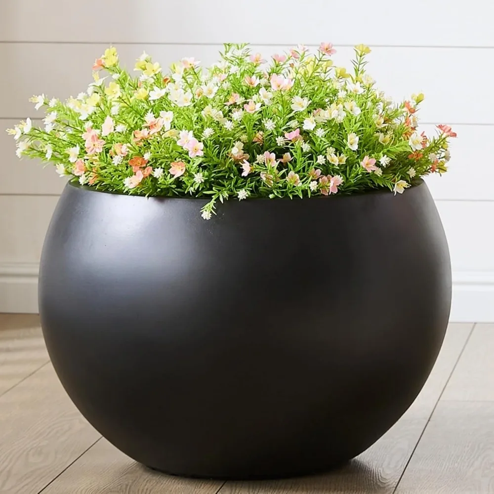 

Sphere Planter,Dia Large Flower Pot with Drainage Hole and Silicone Plug, Round Plant Container