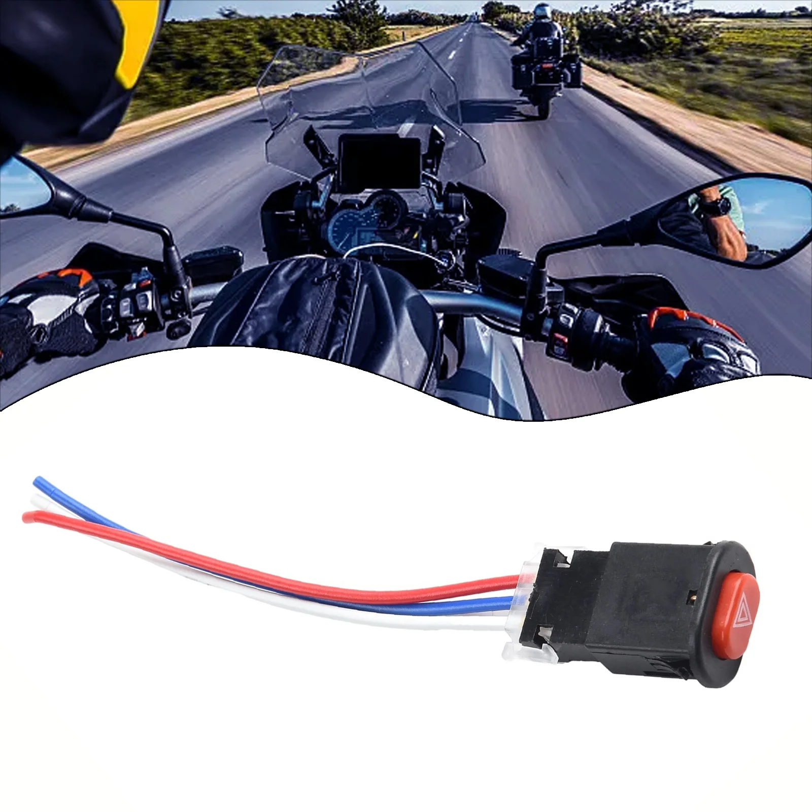 Motorcycle Switches 12V-24V Motorcycle Hazard Light Switch Button Double Flash Lamp Motorcycle Double FlashWarning Switch