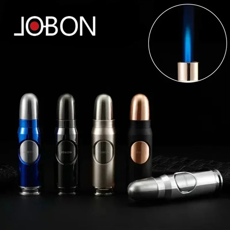 JOBON Metal Inflatable Cigar Lighter Windproof Jet Flame Butane Gas Bullet Shaped Lighter Smoking Accessories Men's Gift