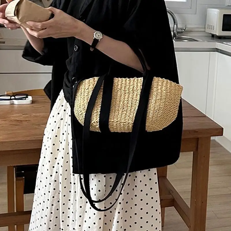 handcrafted-casual-beach-bag-large-capacity-shoulder-bag-paper-woven-handbag-leisure-vacation-beach-bag-custom-design-service