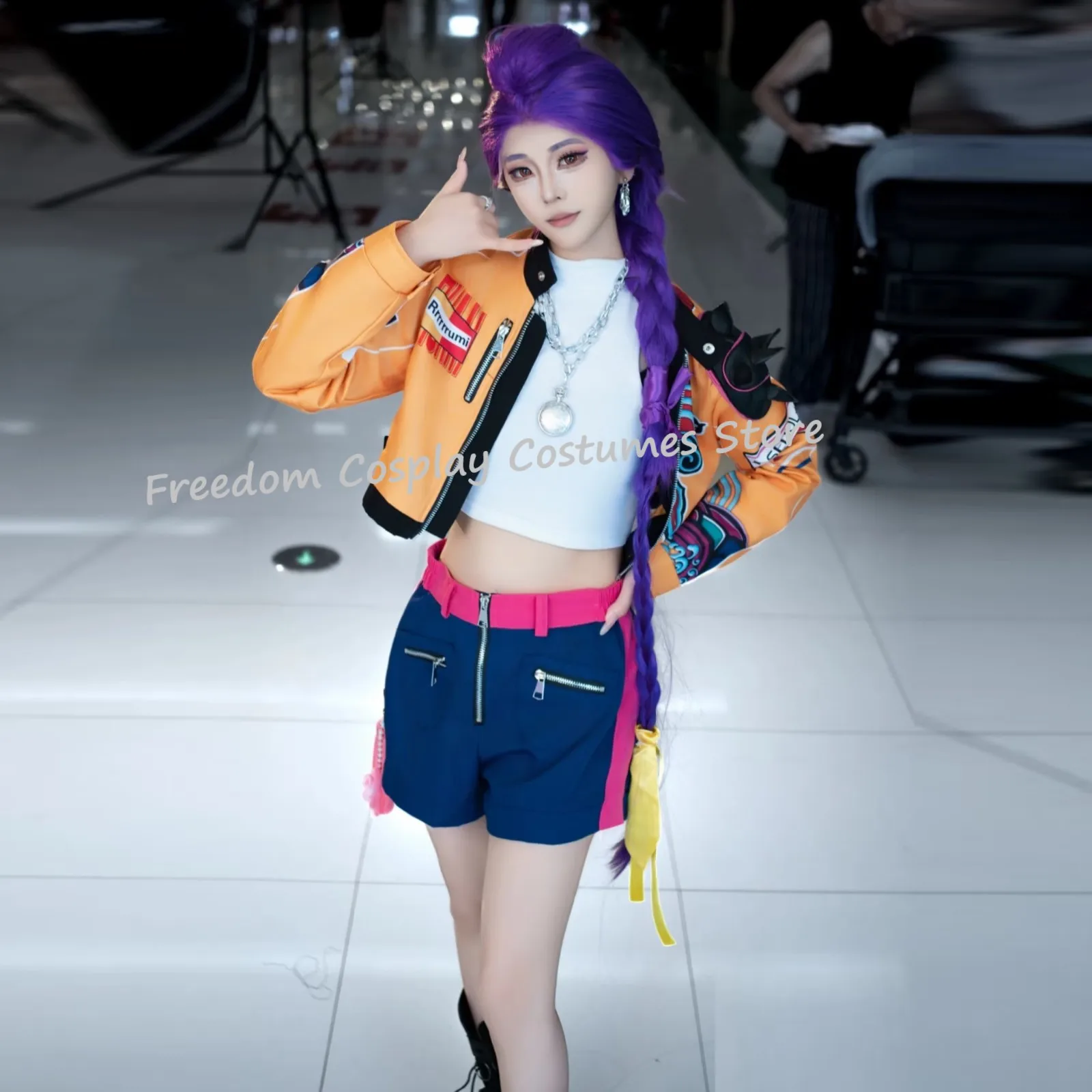

IN STOCK Anime Superstar Rumi Cosplay Costume wig Full Set Girl Group Lumi Suit Women Halloween Carnival Party Roleplay