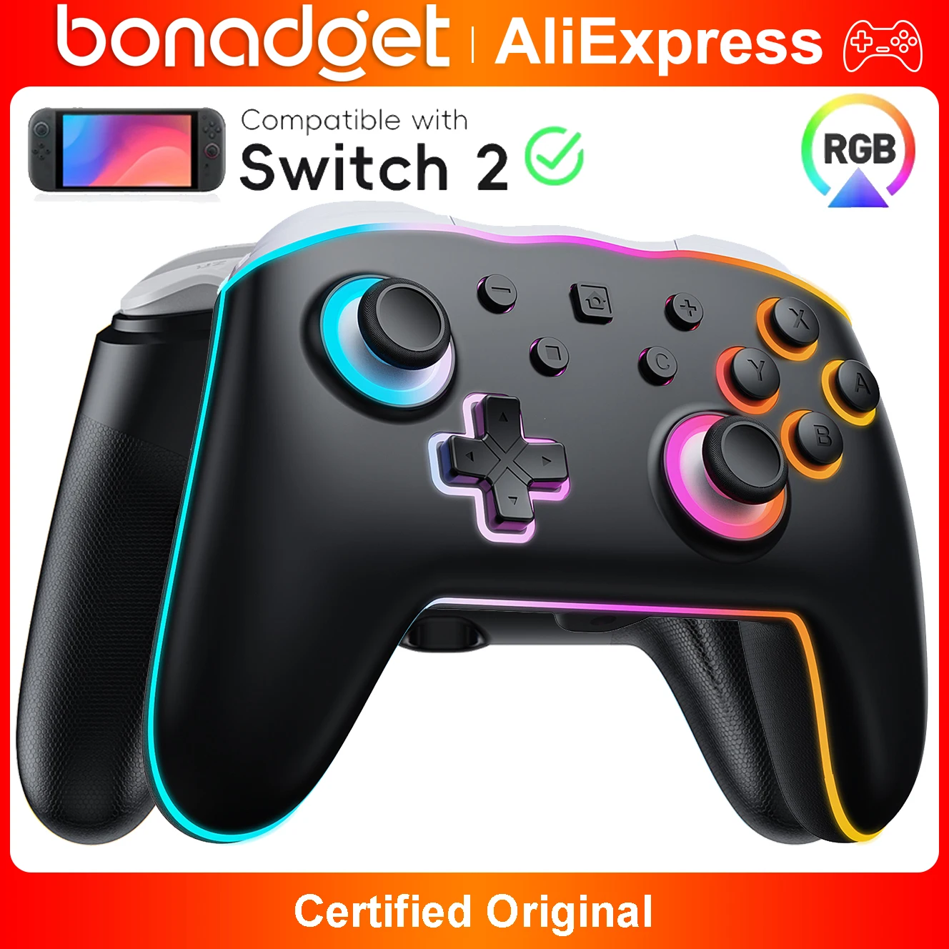 Joystick Pc Gaming - Controller For NS Switch 1/2/PC/Mac,Gamepad RGB