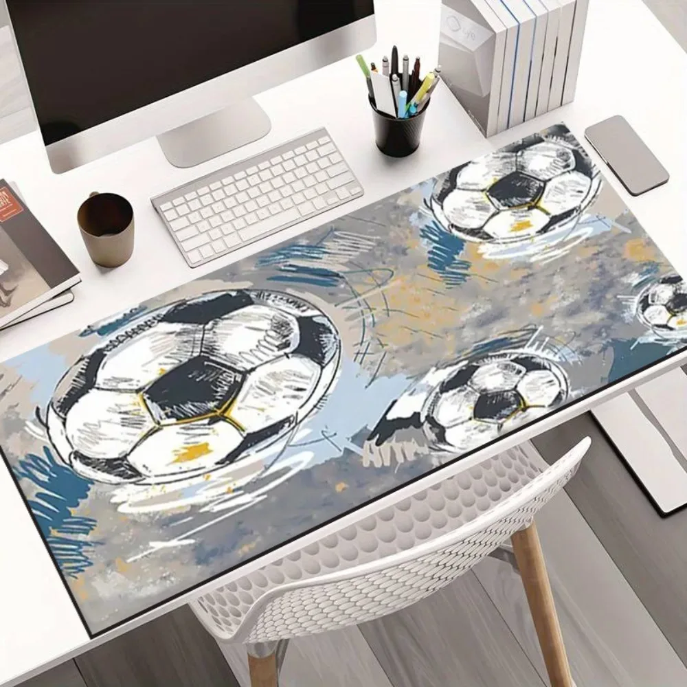 

Oversized Sketch Soccer Ball Mouse Pad, Vintage Football Desk Mat, Large Non-Slip Keyboard Pad for Gaming & Office