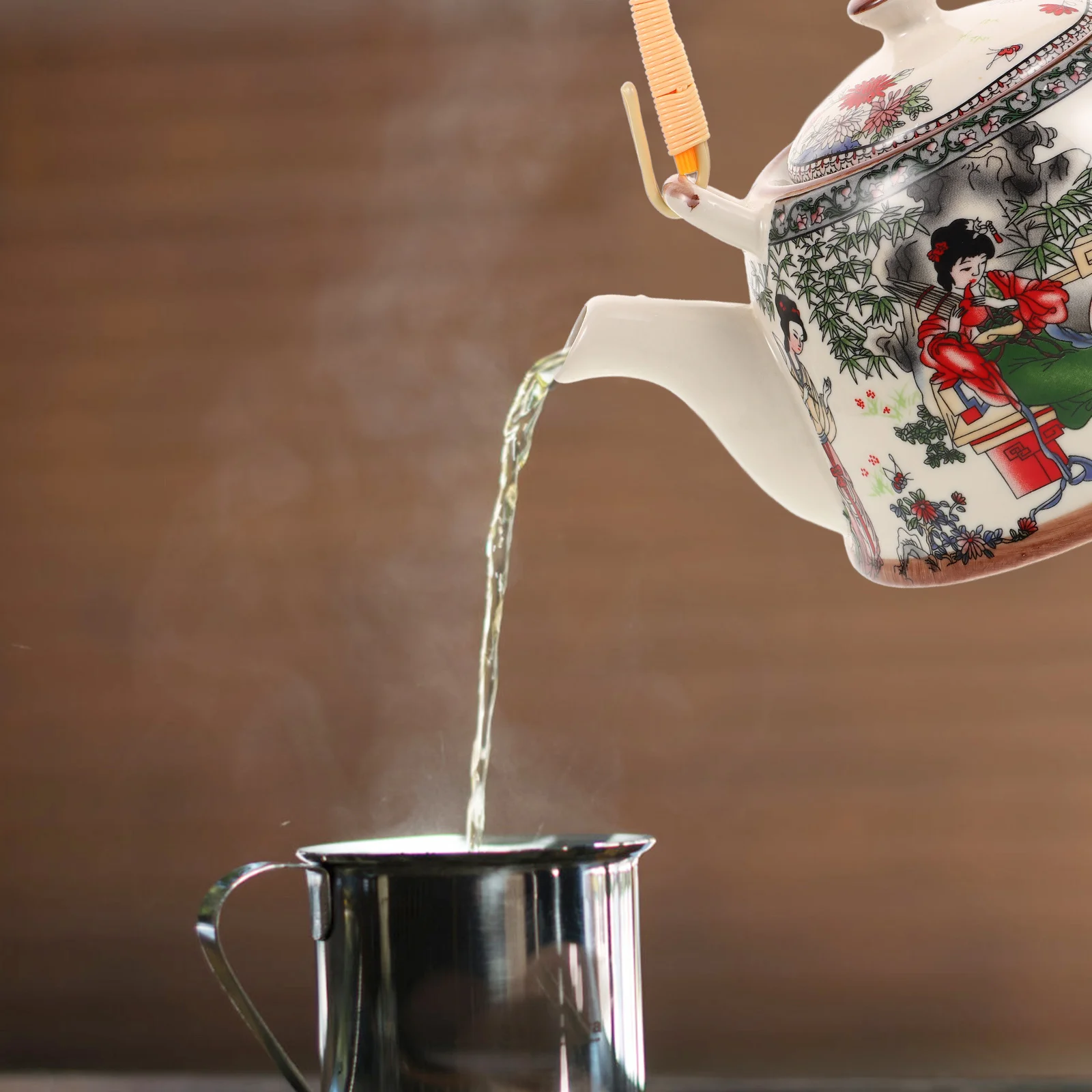 

900Ml Porcelain Teapot Chinese Traditional Four Art Craft for Stovetop Use Ceramic Kettle Tea Brewing Loose Leaf