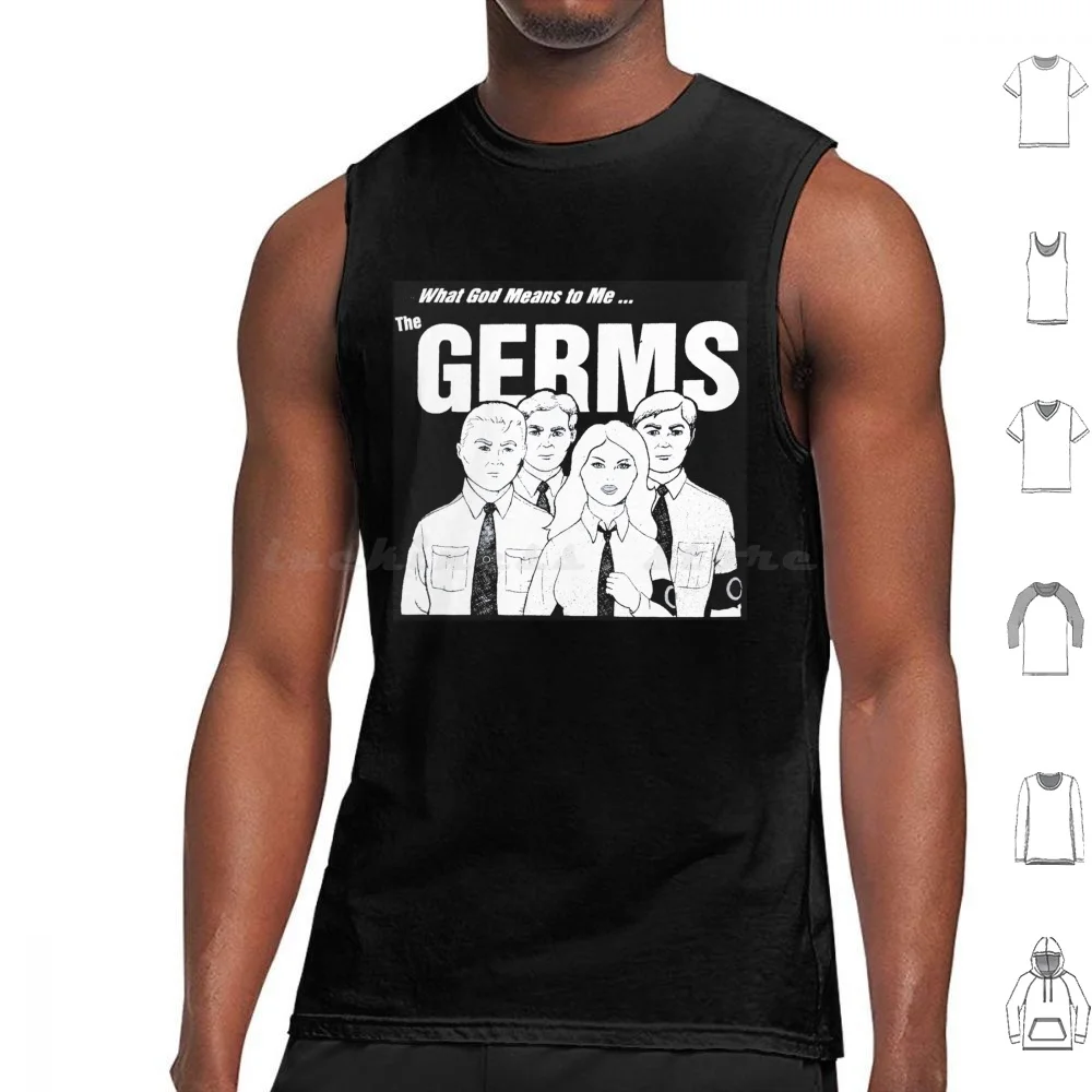 Germs Tank Tops Vest Sleeveless Germs Punk 80s 90s Roll Hardcore Crash Darby Moshing