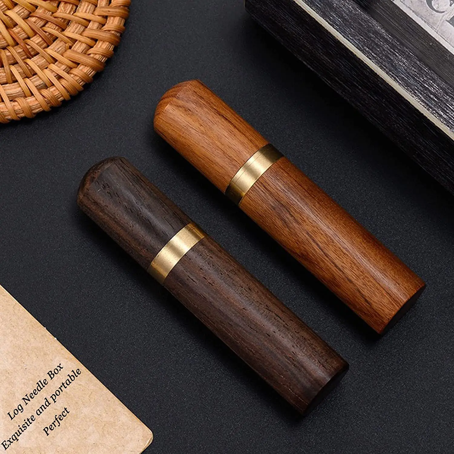 Portable Wood Toothpick Holder Container Living Room Mini Toothpick Storage Box Pocket Tooth Pick Dispenser Bucket Needle Case