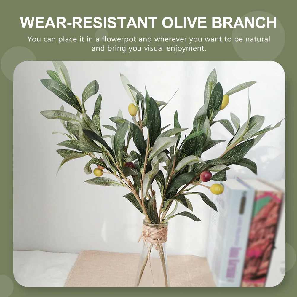 

2 Pcs Plants Artificial Olive Branch Indoor Greenery Decoration Fake Garland Office
