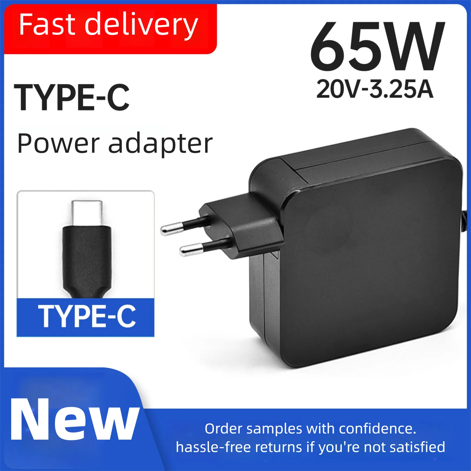 Cargador de 65W Tipo-C 20V 3.25A 45W USB C para Teléfono, Portátil, MacBook, Asus ZenBook, Lenovo, Dell, HP, Sony, Xiaomi