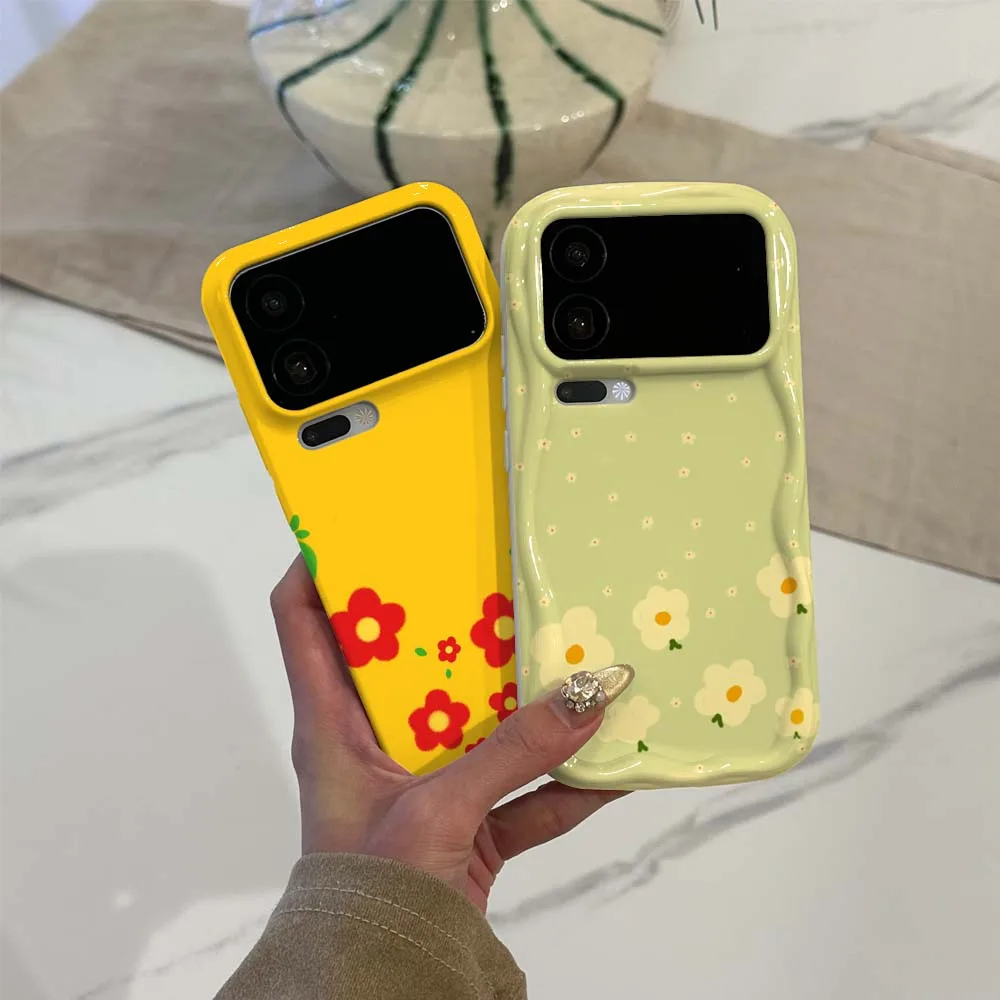 

Cartoon Flower Minimalist Phone Case For Xiaomi Mi 11 11i 11X 12T 17 15 NE Pro Lite Max Wave Oil Film
