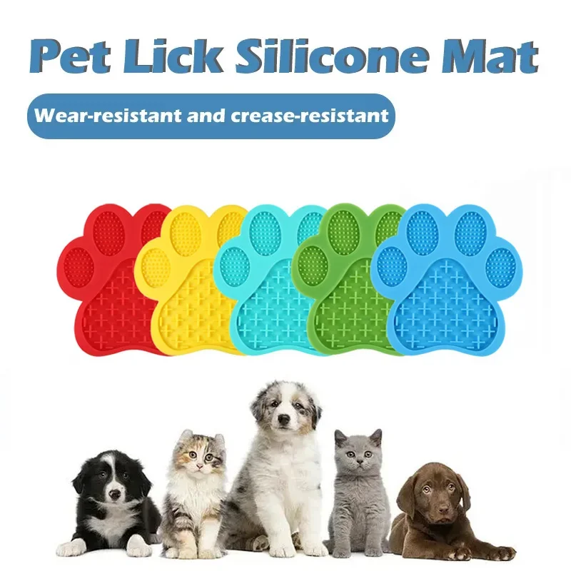 Dog Paw Silicone Pet Licking Mat Pet Slow Food Tray Dog Bath Distraction Silicone Dog Suction Cup Food Guard Training