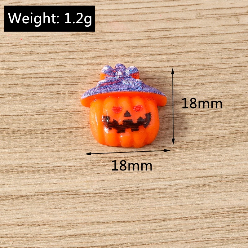 10pcs Mix Cartoon Resin Halloween Pumpkin Ghost Bat Flat Back Cabochons Scrapbooking DIY Jewelry Craft Decoration Accessories