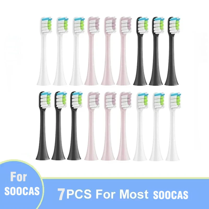 Boquillas de repuesto de cerdas para cabezal Xiaomi SOOCAS X3 X5 X3U X1 V1 V2 SOOCARE con tapa antipolvo, cabezales de cepillo de dientes eléctrico sónico