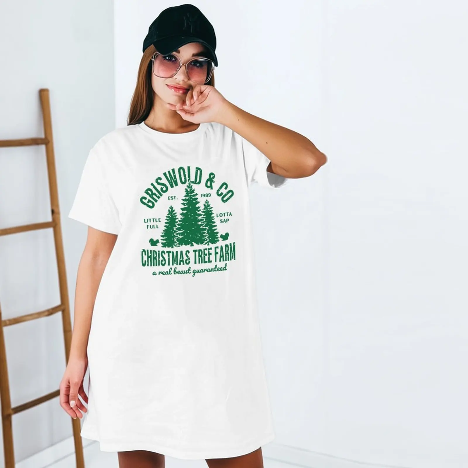 

2025 Summer Tops For Woman Short Sleeve Oversized Fashionable Casual Christmas Tree Print T-Shirts Y2k Clothes