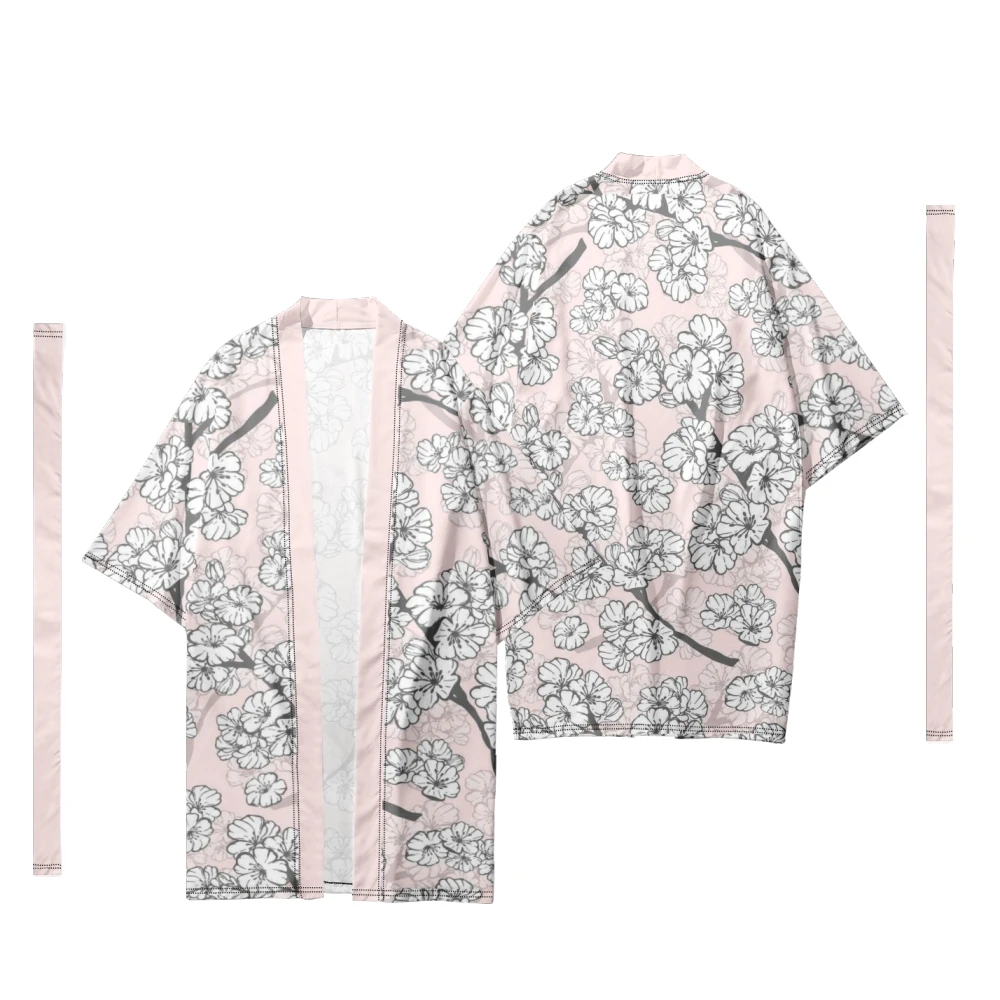 

Men's Japanese Sakura Pattern Long Kimono Cardigan Men's Samurai Costume Kimono Traditional Kimono Shirt Yukata Jacket