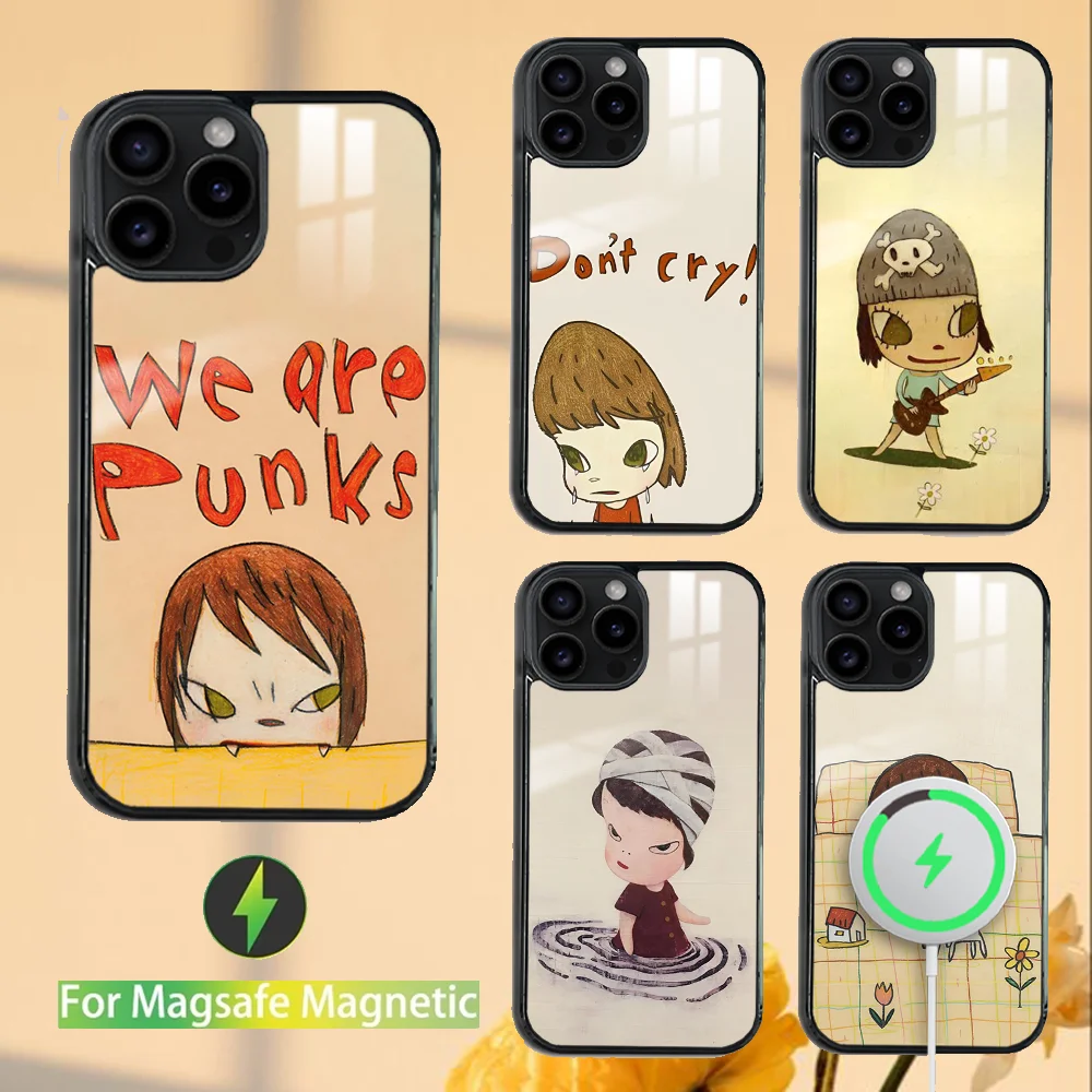 Nara Yoshitomo Case Cover Phone Case For iPhone 16 15 14 13 12 11 PRO MAX PLUS Mini Magnetic wireless mirror