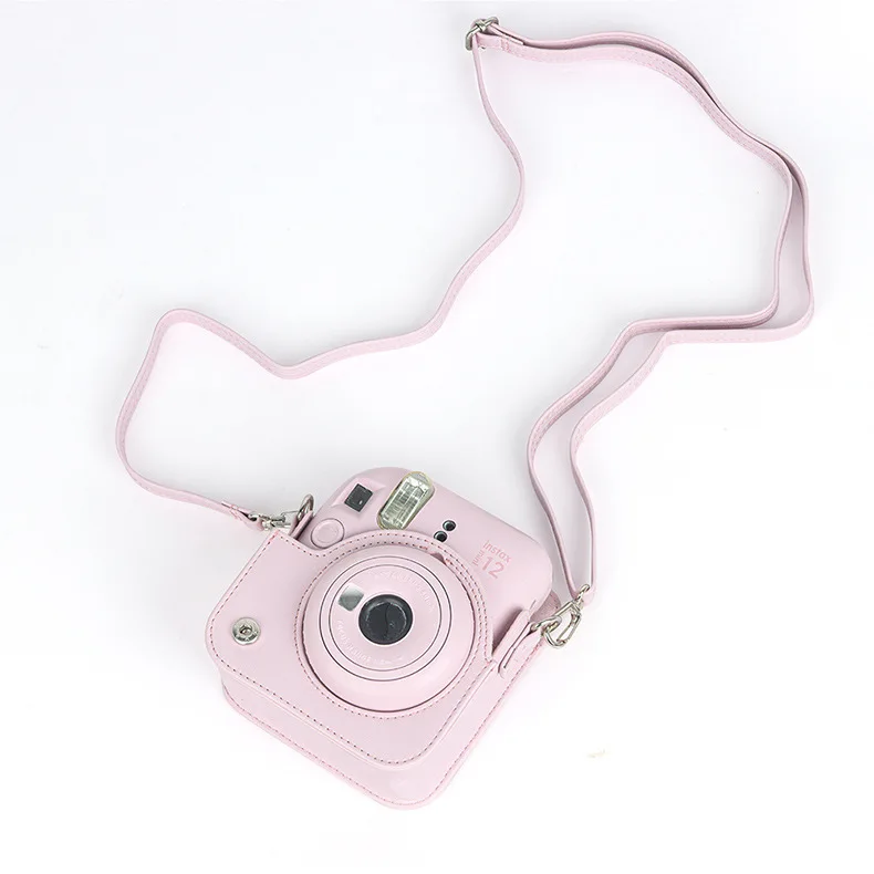 Accessoires pour appareil photo à film instantané Fujifilm Instax Mini 12, sac en cuir PU, coque de protection avec sangle initiée, étui pour appareil photo