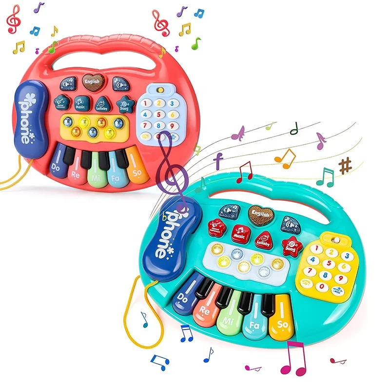 

Early Learning Musical Phone Toy Gift Interactive Sensory Light up Music Piano Keyboard Infant Toys Baby Piano Toys for Boy Girl