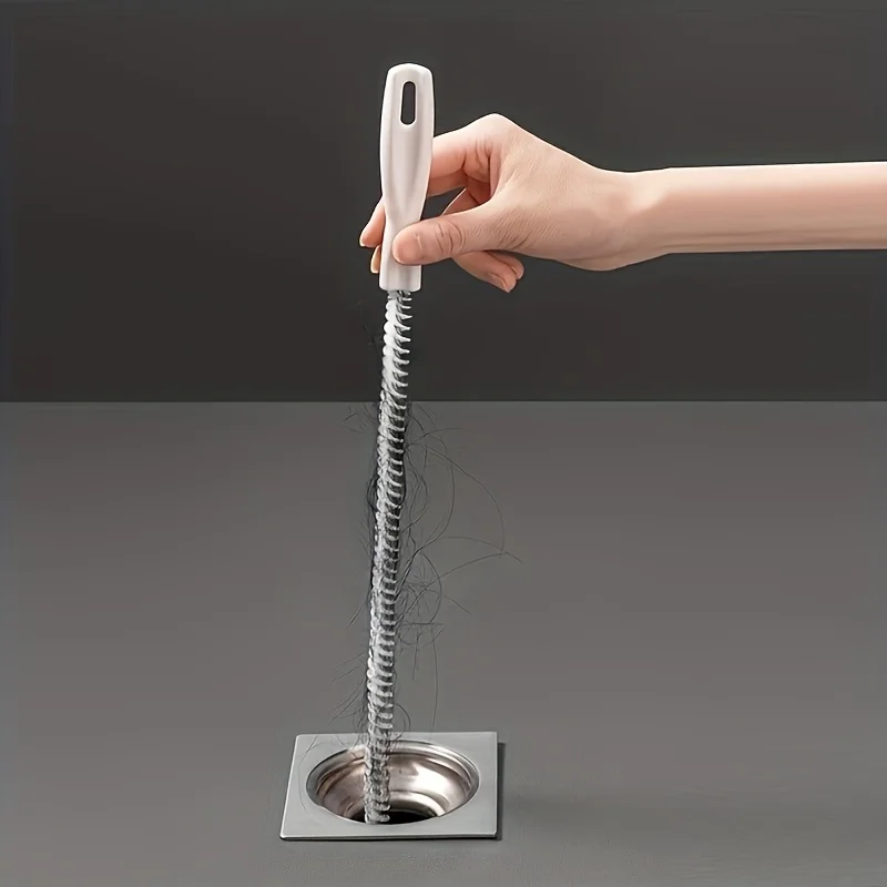 Drain Pipe Cleaning Tool Set with Storage Hook, Flexible Drain Unclogger & Cleaning Brush, Sink Hair Clog Remover for Kitchen Bathroom