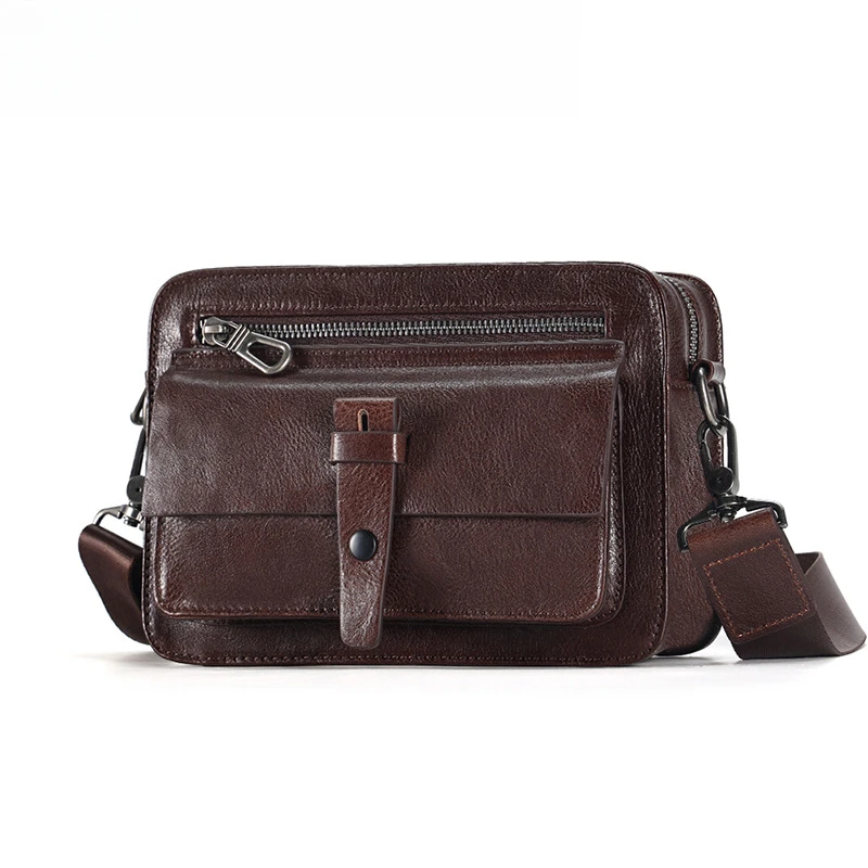 Leather crossbody bag for men, trendy brand bag, cowhide messenger bag, backpack, tanned leather, men's shoulder bag