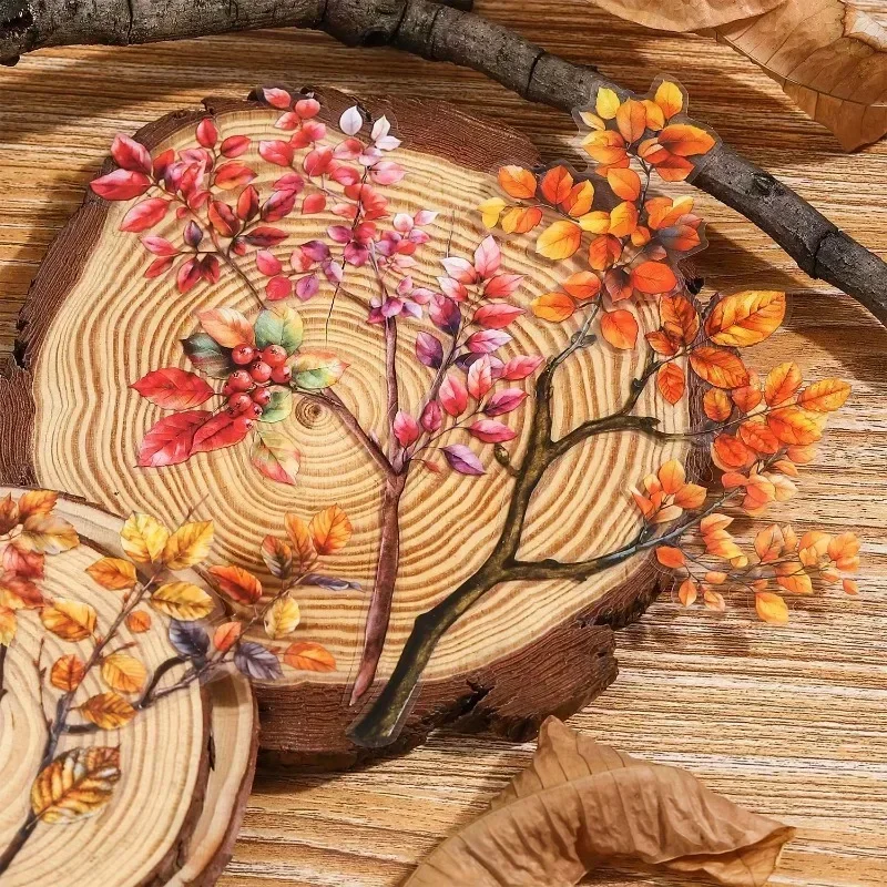 25 Stück Aufkleber Scrapbooking geschnitten 168 x 99 mm Zweige Materialien Paket Blätter Baumzweige Schulbedarf DIY tägliches Handbuch PET
