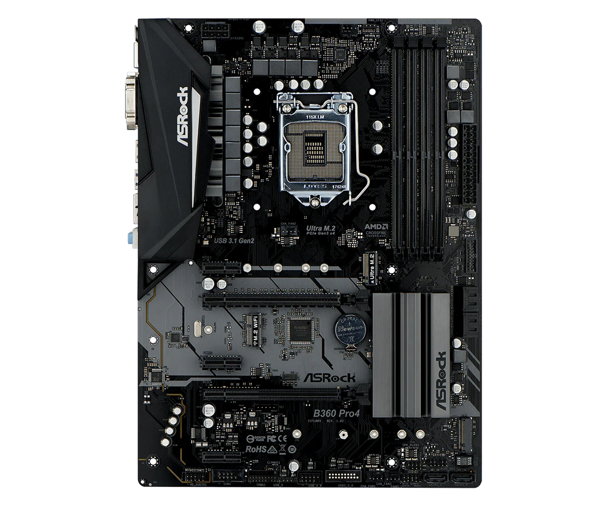 Imagem -02 - Placa-mãe Pro4 Lga 1151 Suporte Intel B360 Ddr4 64g I7-9700f I5-9400f I58500 I3-9100 I7-9700f M.2 Atx Asrock-b360