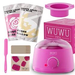 WUWUVISTA-Kit de cera para depilación, calentador de fusión de cera, cuentas de cera para cara/brasileña/cuerpo completo/Bikini/piel sensible (11 artículos)
