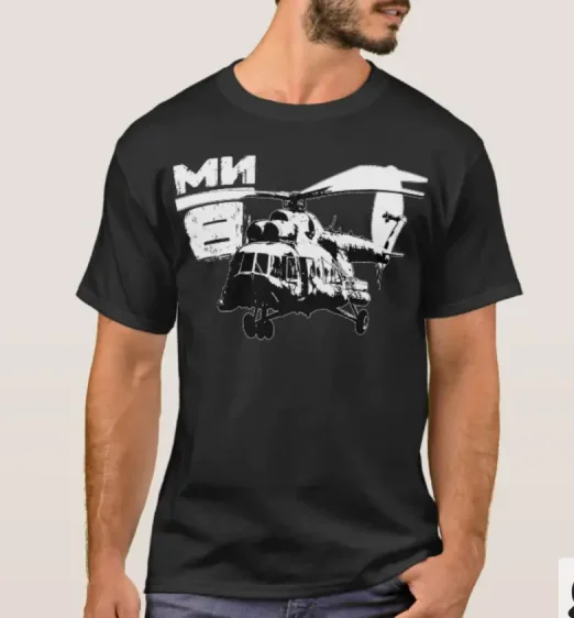 Soviet Russian Mi-8 Hippopotamus Transport Helicopter T-Shirt. Summer Cotton Short Sleeve O-Neck Mens T Shirt New S-3XL