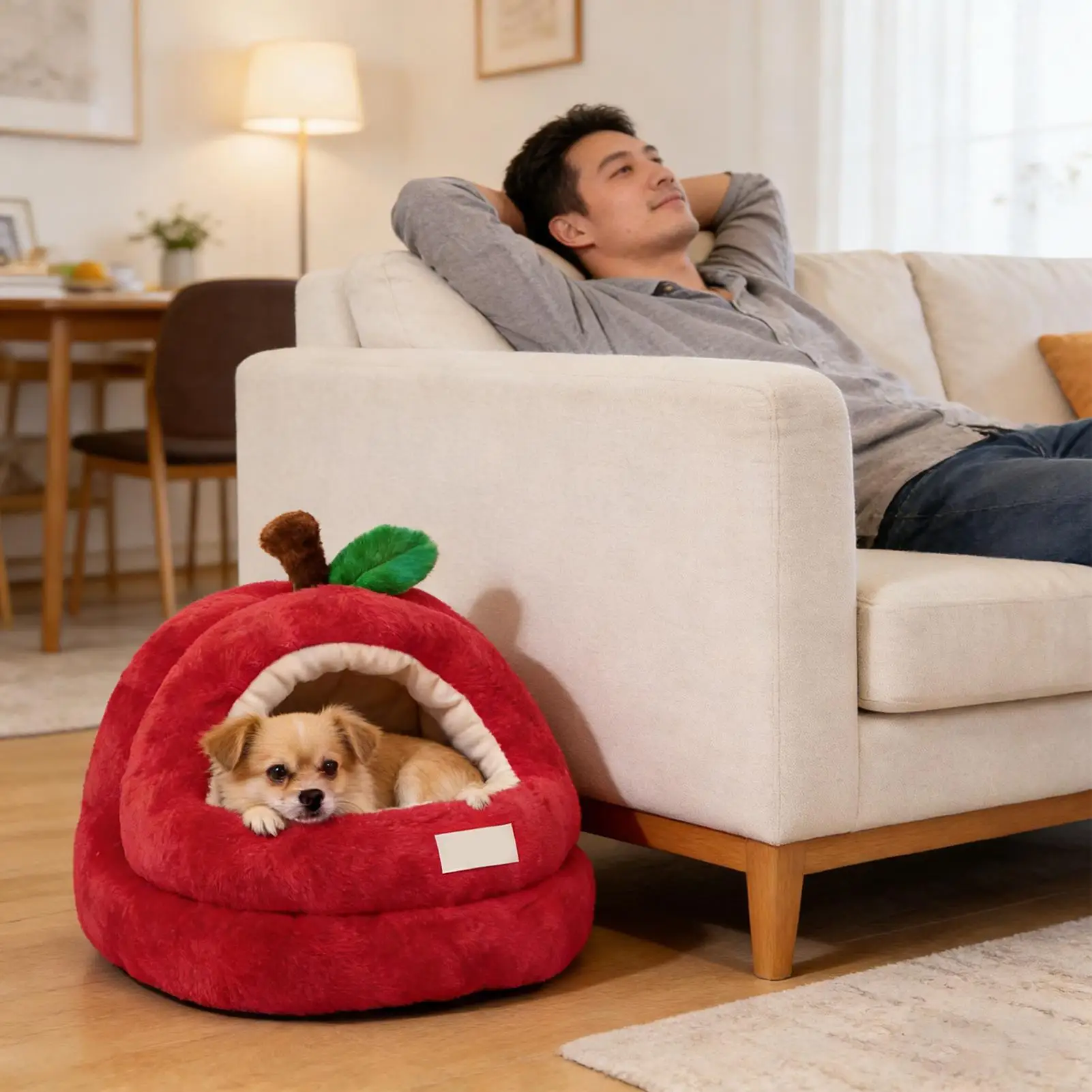 

Круглая моющаяся лежанка-домик для кошек и собак, нескользящая, теплая, для маленьких, средних и крупных питомцев, котят и щенков, для веранды и балкона