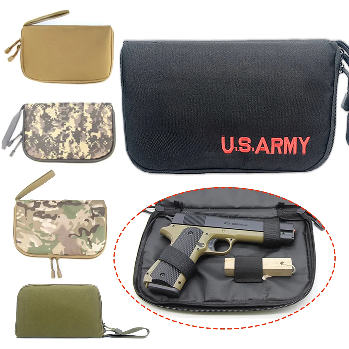 Tactical Airsoft Concealed Pistol Pouch Portable Handgun Holster Protect Case Hunt Gun Accessory Molle Carry Bag