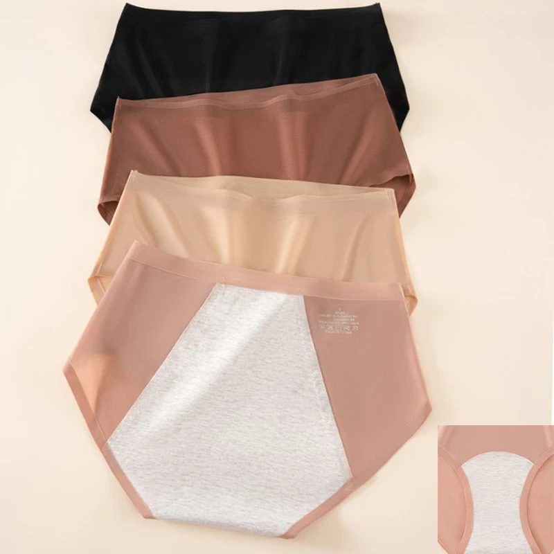 

3pcs Traceless Thin Menstrual Panties Girls Leak Proof Briefs Plus Size Womens Solid Panties Comfortable Physiological Underwear