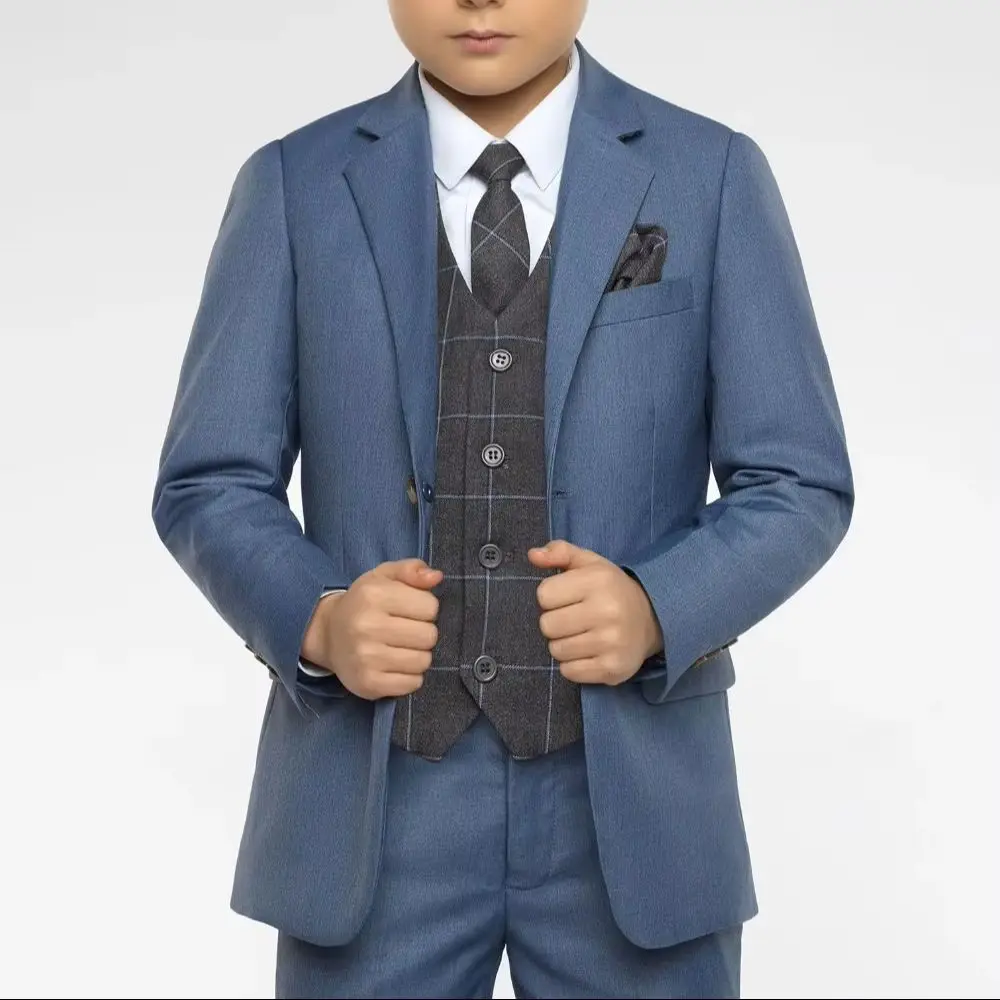 Vêtements pour garçons, costumes pour enfants à revers, ensemble de vêtements sur mesure 3 pièces, costume de bal (veste + pantalon + cravate + gilet), nouvelle collection 2019