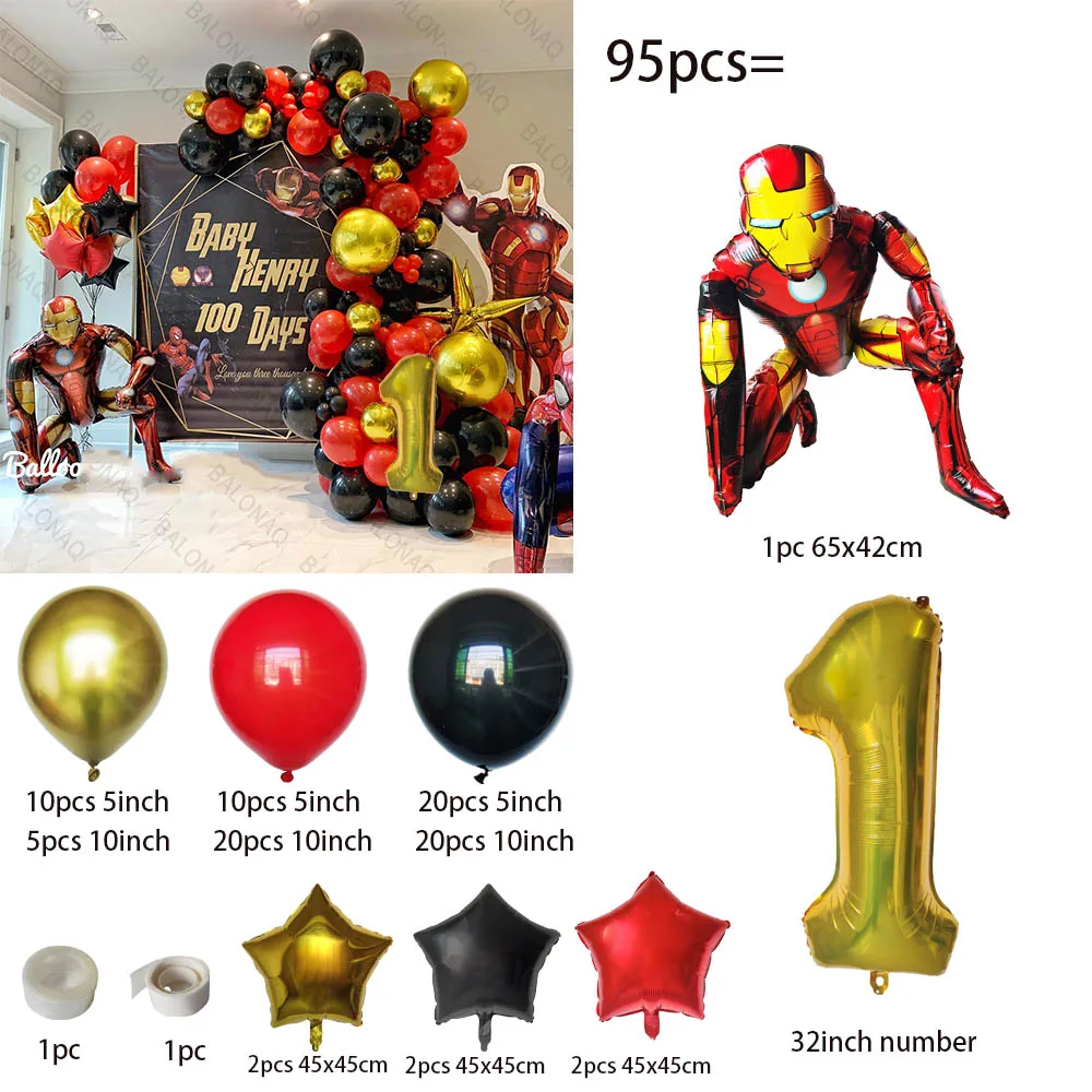 1Set 3D Iron Man Super Hero The Avengers Balloon Latex Balloons Kids Birthday Party Decoration Kids Baby Shower Balloons