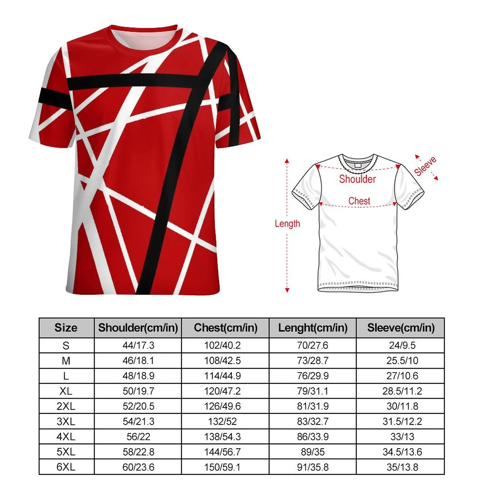 Van Halen T-Shirt Lines Print Trending T Shirts Men Street Style Tee Shirt Original Short Sleeve Graphic Tees Plus Size