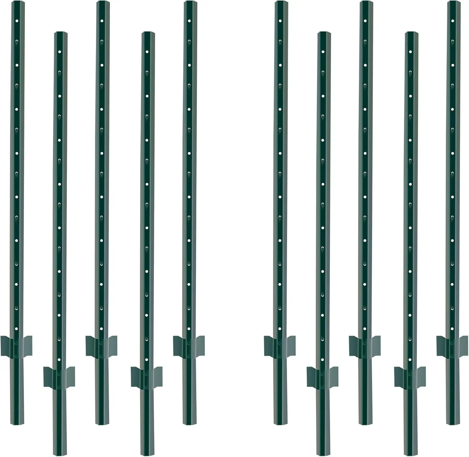 Paquete de 10 Postes para Cercas de 4.8 Pies de Altura, Postes Metálicos Resistentes en Forma de T y U para Jardín, Patio y Césped